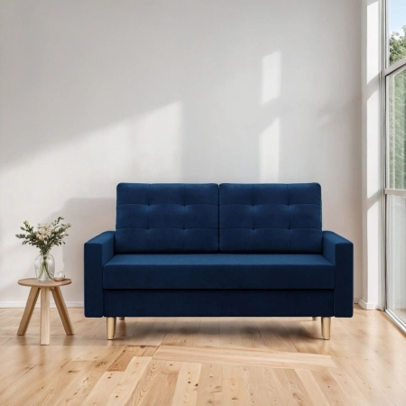 Sofa rozkładana, MILO, velvet, 152x92x92 cm, granatowy