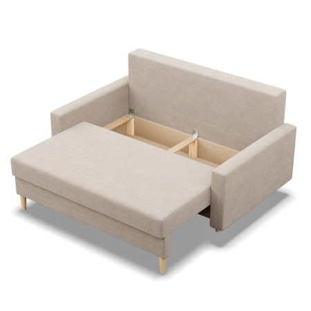 Sofa rozkładana, MILO, velvet, 152x92x92 cm, beżowy