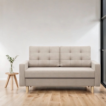 Sofa rozkładana, MILO, velvet, 152x92x92 cm, beżowy