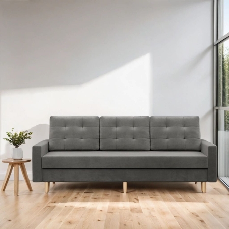 Kanapa trzyosobowa, MILO, velvet, 212x92x92 cm, jasny szary