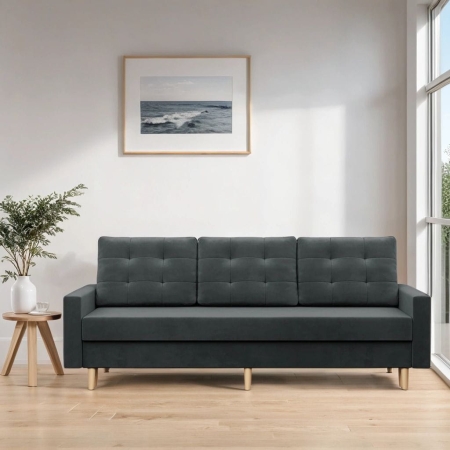 Kanapa trzyosobowa, MILO, velvet, 212x92x92 cm, ciemny szary