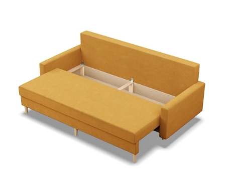 Kanapa trzyosobowa, MILO, velvet, 212x92x92 cm, żółty