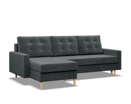 Narożnik uniwersalny, MILO, velvet, 223x140x92 cm, ciemny szary