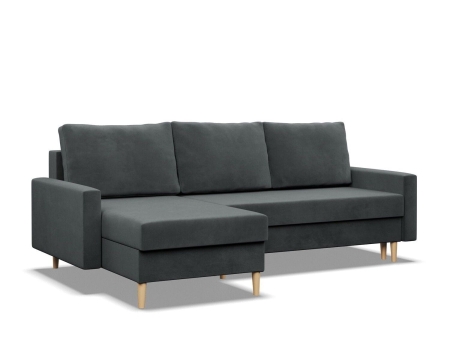 Narożnik uniwersalny, MILO, velvet, 223x140x92 cm, ciemny szary