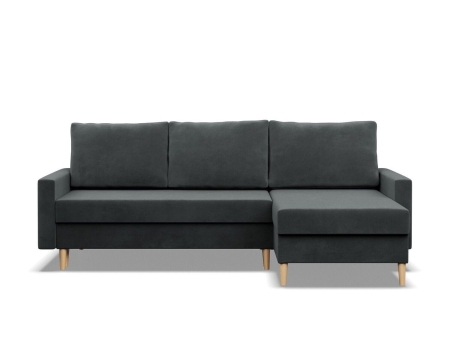 Narożnik uniwersalny, MILO, velvet, 223x140x92 cm, ciemny szary
