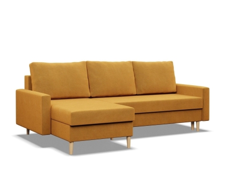 Narożnik uniwersalny, MILO, velvet, 223x140x92 cm, żółty