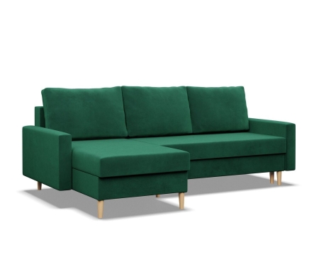 Narożnik uniwersalny, MILO, velvet, 223x140x92 cm, butelkowa zieleń