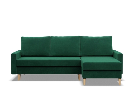 Narożnik uniwersalny, MILO, velvet, 223x140x92 cm, butelkowa zieleń