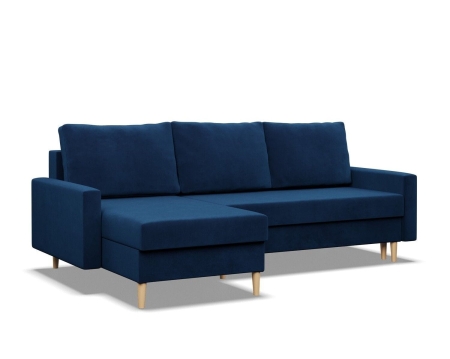 Narożnik uniwersalny, MILO, velvet, 223x140x92 cm, granatowy