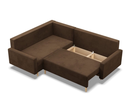 Duży narożnik, lewy, MILO, mikrofaza, 223x172x92 cm, brązowy