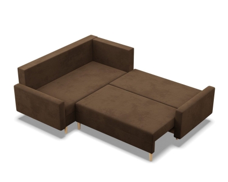 Duży narożnik, lewy, MILO, mikrofaza, 223x172x92 cm, brązowy