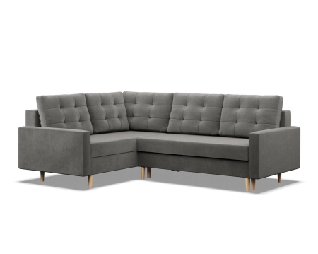 Duży narożnik, lewy, MILO, velvet, 223x172x92 cm, jasny szary