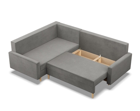 Duży narożnik, lewy, MILO, velvet, 223x172x92 cm, jasny szary