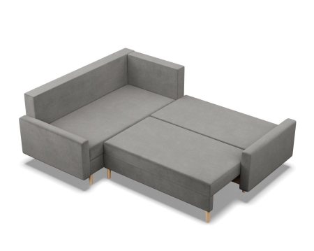 Duży narożnik, lewy, MILO, velvet, 223x172x92 cm, jasny szary