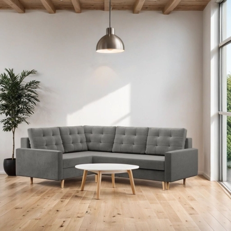 Duży narożnik, lewy, MILO, velvet, 223x172x92 cm, jasny szary