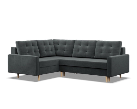 Duży narożnik, lewy, MILO, velvet, 223x172x92 cm, ciemny szary