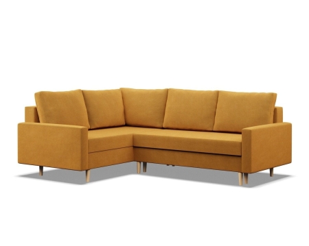 Duży narożnik, lewy, MILO, velvet, 223x172x92 cm, żółty