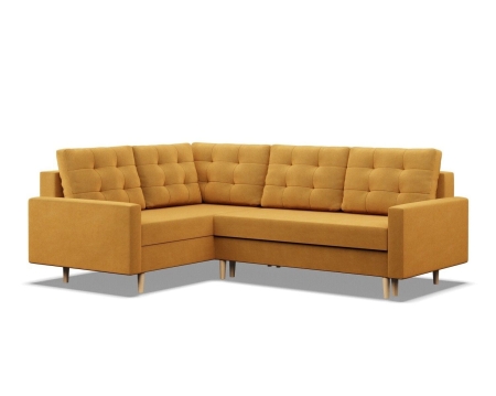 Duży narożnik, lewy, MILO, velvet, 223x172x92 cm, żółty
