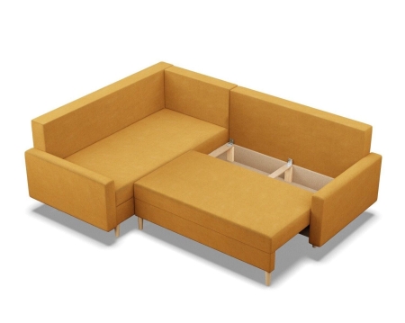 Duży narożnik, lewy, MILO, velvet, 223x172x92 cm, żółty