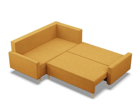 Duży narożnik, lewy, MILO, velvet, 223x172x92 cm, żółty