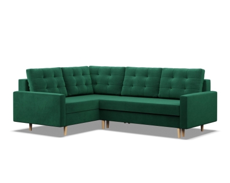 Duży narożnik, lewy, MILO, velvet, 223x172x92 cm, butelkowa zieleń