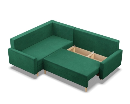 Duży narożnik, lewy, MILO, velvet, 223x172x92 cm, butelkowa zieleń