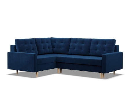 Duży narożnik, lewy, MILO, velvet, 223x172x92 cm, granatowy