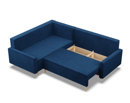 Duży narożnik, lewy, MILO, velvet, 223x172x92 cm, granatowy
