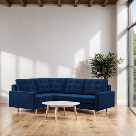 Duży narożnik, lewy, MILO, velvet, 223x172x92 cm, granatowy