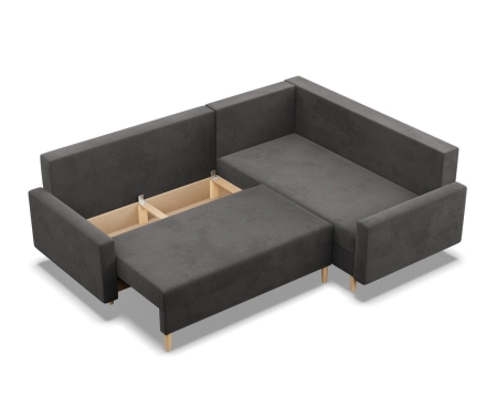 Duży narożnik, prawy, MILO, mikrofaza, 223x172x92 cm, szary