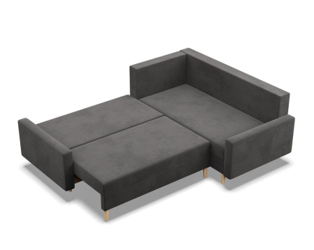 Duży narożnik, prawy, MILO, mikrofaza, 223x172x92 cm, szary