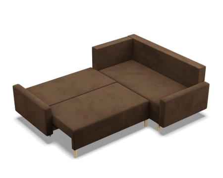 Duży narożnik, prawy, MILO, mikrofaza, 223x172x92 cm, brązowy
