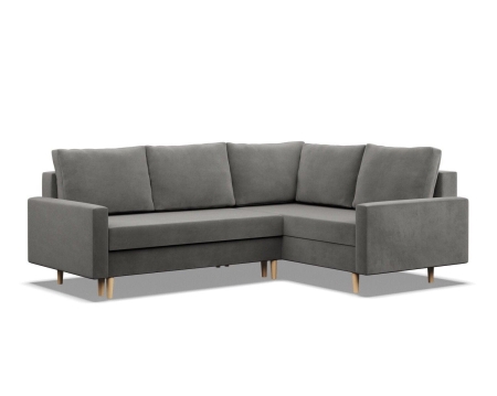 Duży narożnik, prawy, MILO, velvet, 223x172x92 cm, jasny szary