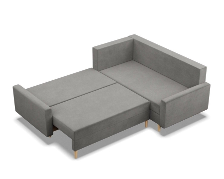 Duży narożnik, prawy, MILO, velvet, 223x172x92 cm, jasny szary