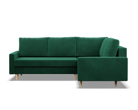 Duży narożnik, prawy, MILO, velvet, 223x172x92 cm, butelkowa zieleń