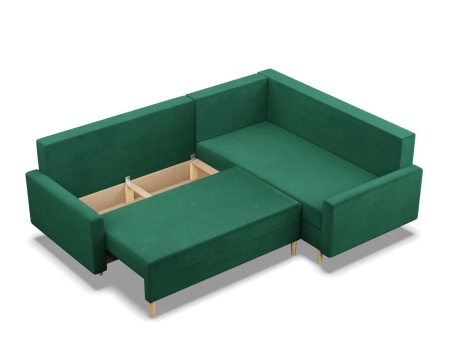 Duży narożnik, prawy, MILO, velvet, 223x172x92 cm, butelkowa zieleń
