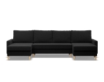 Narożnik w kształcie U, MILO, mikrofaza, 294x140x92 cm, czarny