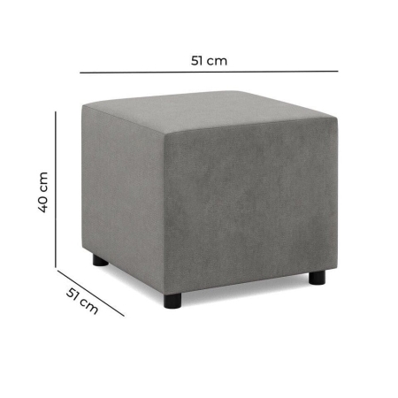 Pufa do siedzenia, BLOM, velvet, 51x51x40 cm, jasny szary