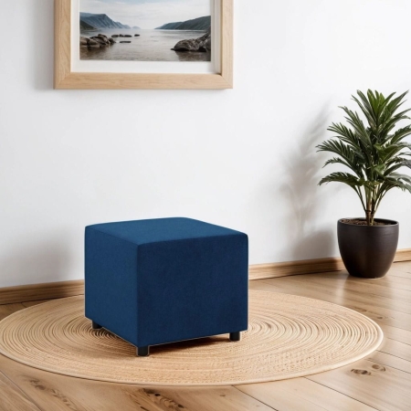 Pufa do siedzenia, BLOM, velvet, 51x51x40 cm, granatowy