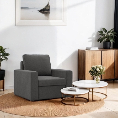 Fotel wypoczynkowy, prosty, BLOM, Mikrofaza, 83x92x85 cm, szary