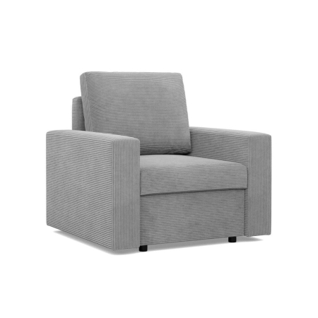 Fotel wypoczynkowy, prosty, BLOM, sztruks, 83x92x92 cm, jasny szary