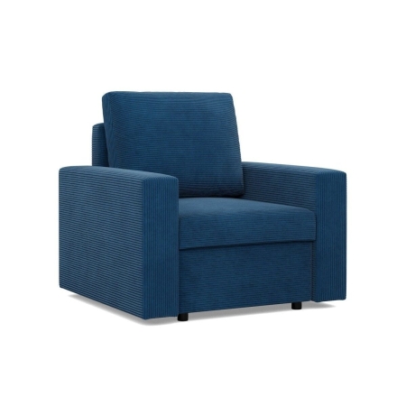 Fotel wypoczynkowy, prosty, BLOM, sztruks, 83x92x92 cm, granatowy
