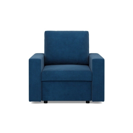 Fotel wypoczynkowy, prosty, BLOM, sztruks, 83x92x92 cm, granatowy