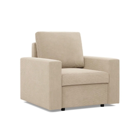 Fotel wypoczynkowy, prosty, BLOM, sztruks, 83x92x92 cm, beżowy