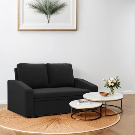 Sofa z funkcją spania, BLOM, Mikrofaza, 148x87x90 cm, czarny