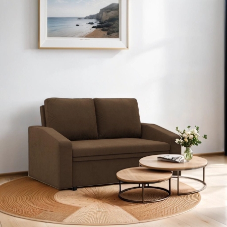 Sofa z funkcją spania, BLOM, Mikrofaza, 148x87x90 cm, brązowy