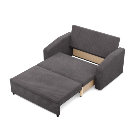 Sofa z funkcją spania, BLOM, sztruks, 148x87x90 cm, ciemny szary