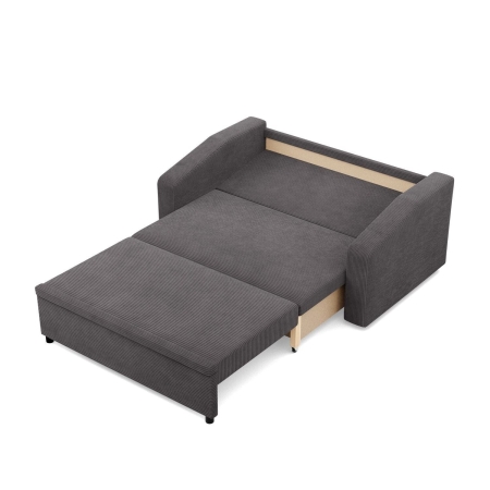 Sofa z funkcją spania, BLOM, sztruks, 148x87x90 cm, ciemny szary