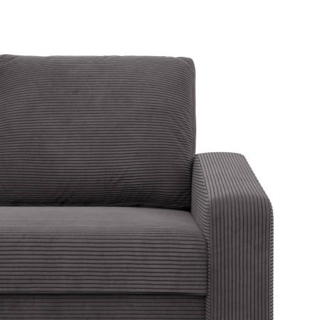 Sofa z funkcją spania, BLOM, sztruks, 148x87x90 cm, ciemny szary