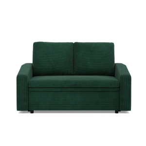 Sofa z funkcją spania, BLOM, sztruks, 148x87x90 cm, butelkowa zieleń